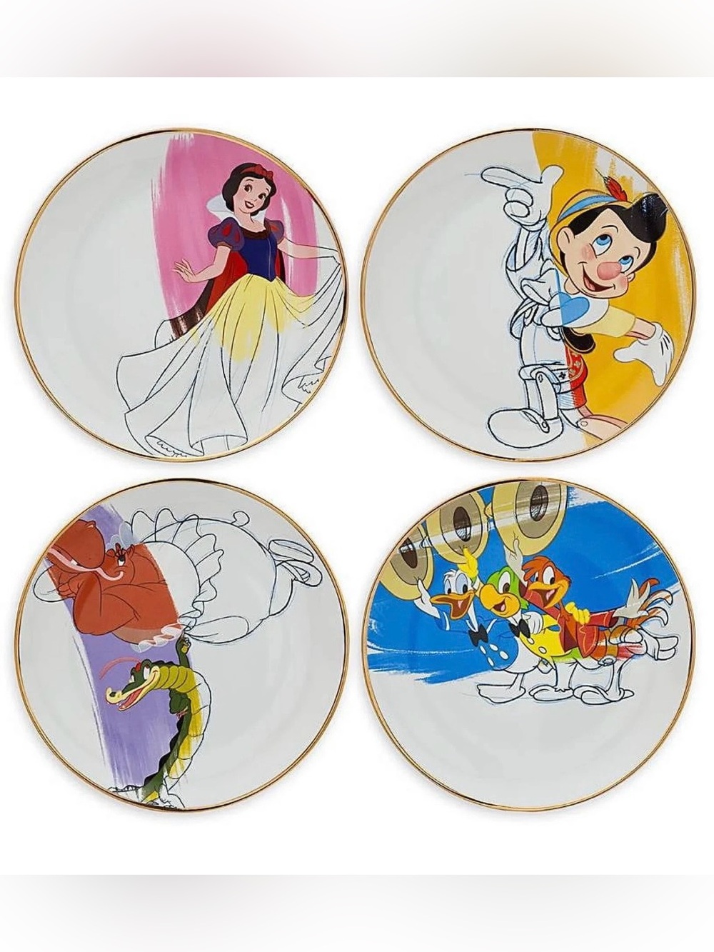 Disney Ink & Paint Ceramic Plate set of 4 new